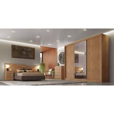 Guarda Roupa Casal com Espelho 3 Portas 8 Gavetas - Sollo-Cumaru - Móveis Novo Horizonte