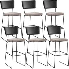 Kit 06 Banquetas Altas Cozinha Sala Jantar Fixa Allana L02 material si