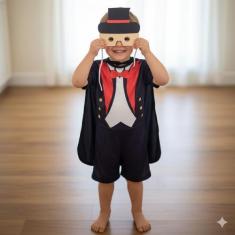 Fantasia Roupa Mágico Infantil Máscara e Capa ( dos 12 meses aos 7 ano