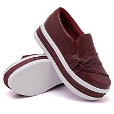 Tênis Dk Uze Shoes Slip On Casual Nó Frontal Sola Reta Alta Feminino-Feminino