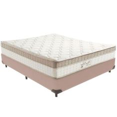 Cama Box Bege E Colchão King Best Bege Molas Ensacadas Casal Anjos