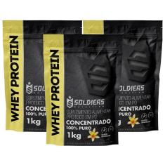 Kit: 3kg Whey Protein Concentrado - 100% Importado - Soldiers Nutrition-Unissex
