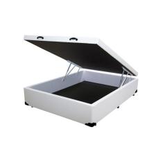 Base Box Baú Blindado Casal AColchoes Sintético Branco 49x138x188