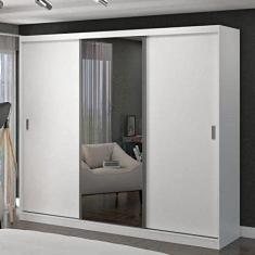 Guarda Roupa Casal com Espelho 3 Portas de Correr Foscarini Branco