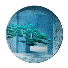 Prato decorativo de porcelana Salver Salver de peixe oceano ciência natureza