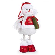 Boneco De Natal Decorativo Em Poliéster Brilho Com Ajuste De Altura 78cm Boneco De Neve