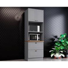 Paneleiro De Cozinha Modulado Americana C/ 2 Portas E 2 Gavetas (2 Fornos) 71.5cm Cinza/natureHenn