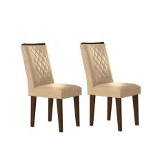 Cadeira Sala De Jantar Jade Madeira Kit 2 Un Capuccino/linho Turim - Rufato