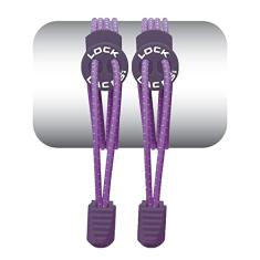 Lock Laces - Cadarços elásticos sem amarrar, tamanho 1 para crianças e adultos, sapatos sem amarrar, tênis, Roxa, 48-Inch