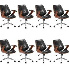 Kit 8 Cadeiras Escritório Diretor Giratória Kopenhagen Preto