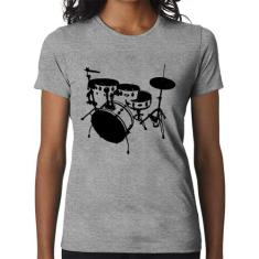 Baby Look Bateria Música Baterista - Foca na Moda, Cinza, GGG