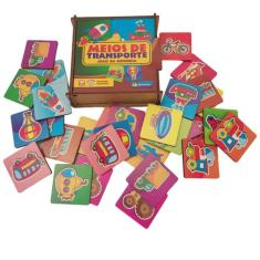 Jogo da memória meios de transporte 30 pç madeira cx c tampa - MANINHO