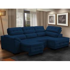 Sofá Canto Chaise Luiza 5 Lugares Retrátil Reclinável 250 Cm Mola Bonn