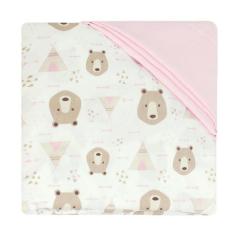 Jogo de Lençol 03 Peças - Bebê & Enxoval, Urso Cabana Rosa