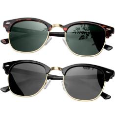 KANASTAL Óculos de Sol Masculinos Polarizados UV400 Classic Retro Femininos Óculos de Sol Semi Aro para Dirigir Viagem Festa