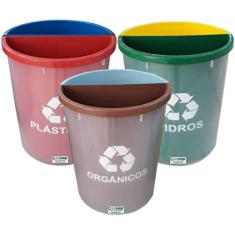 Lixeira Coleta Seletiva Plástico 2 Divisórias 22 L CJ 3 JS