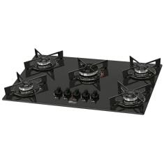 Fogão Cooktop Fischer 5Q Fit Line Gás Mesa Vidro Bivolt