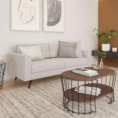 Sofá 3 Lugares Pé Palito Alive Linho Cotton Cru