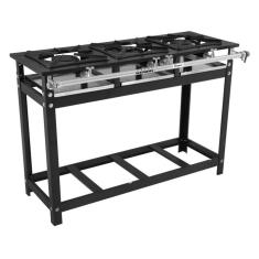 Fogão Industrial 3 Bocas 40x40 Baixa Pressão Queimadores Duplos 175mm Super 40