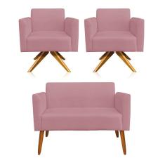 Kit 01 Namoradeira 02 Poltronas Marisa Rose