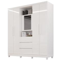 Guarda-Roupa de Casal Giga 5 Portas 2 Gavetas Branco - Tudo de Móveis