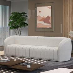 Sofá Decorativo Sala de Estar 332cm Adam 4 Lugares Boucle Branco G45 - Gran Belo