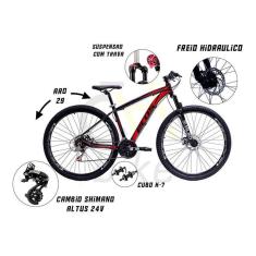 Bicicleta Aro 29 Ecos 24 Marchas, Rodas K7 8v, Cambio Shimano Altus, Freios Hidráulicos E Suspensão-Unissex