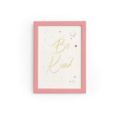 Quadro Infantil Be Kind Estrelas Moldura Rosa 22x32cm