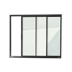 Janela Confort 2 Folhas Vidro Liso 80cm x 80cm Brimak Preto