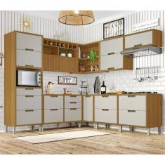 Cozinha Completa Ângulo 9 Peças Imperatriz Nesher Freijó/Offwhite