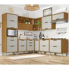 Cozinha Completa Ângulo 9 Peças Imperatriz Nesher Freijó/Offwhite