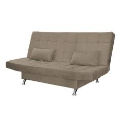 Sofá Cama Casal Com Almofadas Melina Suede Cappuccino