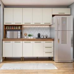 Cozinha Completa 10 Portas 3 Gavetas Atenas Kaiki Móveis Nature/off White