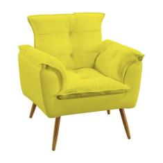 Poltrona Decorativa Beta Sued Amarelo Aradecor, Amarelo, ÚNICO