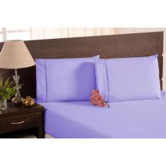 Jogo Lençol Com Elástico Cama Casal King 100% Algodão Lilás - Beatriz 