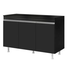 Balcão Buffet Gabinete de Cozinha Lux 120cm 100% MDF Com Tampo 03 Port