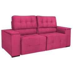 Sofá Cama Retrátil Sala Vicenza Vicenza 210cm Suede Cor Pink