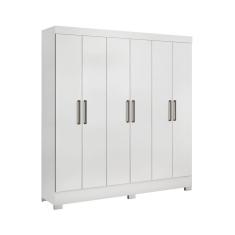 Guarda Roupa Casal 6 Portas 3 Gavetas 7 Prateleiras 2 Cabideiros Pés PVC Prático