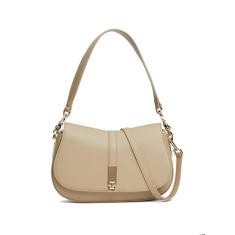 Tommy Hilfiger Bolsa de ombro de couro com alça transversal removível, Bege, One Size