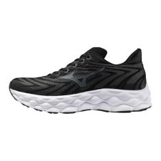Mizuno Tênis de corrida masculino Wave Sky 8, Preto, cinza metálico, 41