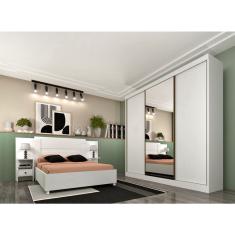 Guarda Roupa Casal com Espelho 3 Portas 4 Gavetas - Dacar-Neve - Tcil Móveis