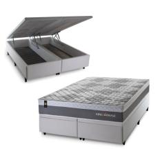 Conjunto Box Baú Sheffield Cinza 193x203x72 c/ Molas Ensacadas - King 