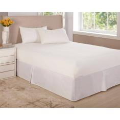 Jogo De Lençol Branco Cama Casal Queen 3 Pç Algodão Percal 150 Fios