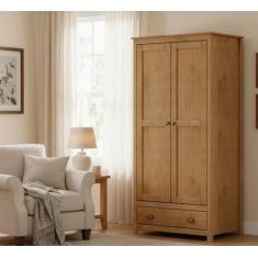 Guarda-Roupa Solteiro 2 Portas 1 Gaveta Topázio 100% Madeira Maciça - 
