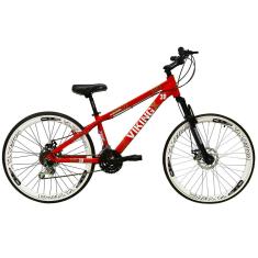 Bicicleta Aro 26 Vikingx Tuff 21v Alumínio Freeride Aros Vmaxx Brancos Freio a Disco Hidráulicos-Unissex