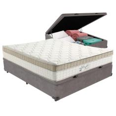 Cama Box Com Baú Cinza E Colchão Casal King Best Anjos
