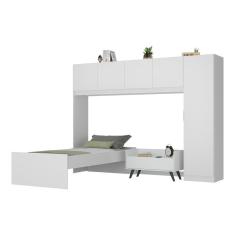 Cama De Solteiro Com Colchão/guarda Roupa/mesa De Cabeceira Retrô Dublin Multimóveis Mp4037 Bca/pta