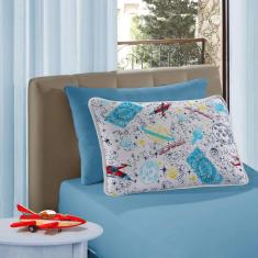 Jogo de Cama Solteiro Infantil Space espaço 2 peças azul