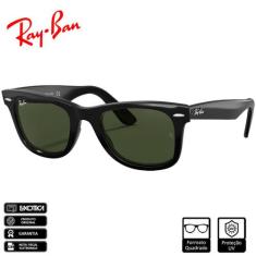 Óculos De Sol Ray-Ban Original Wayfarer Classic Preto Polido Verde Clá