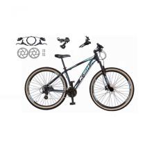 Bicicleta Aro 29 Ksw Xlt 24v K7 Câmbios Shimano Freio Hidráulico Garfo Trava Pneu Faixa - Preto/azul Tam.17